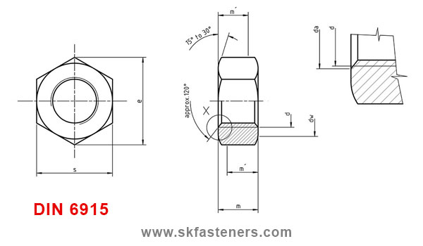 DIN 6915 Hex Nut / ISO 7414 Hex Nut manufacturers exporters suppliers in india punjab ludhiana